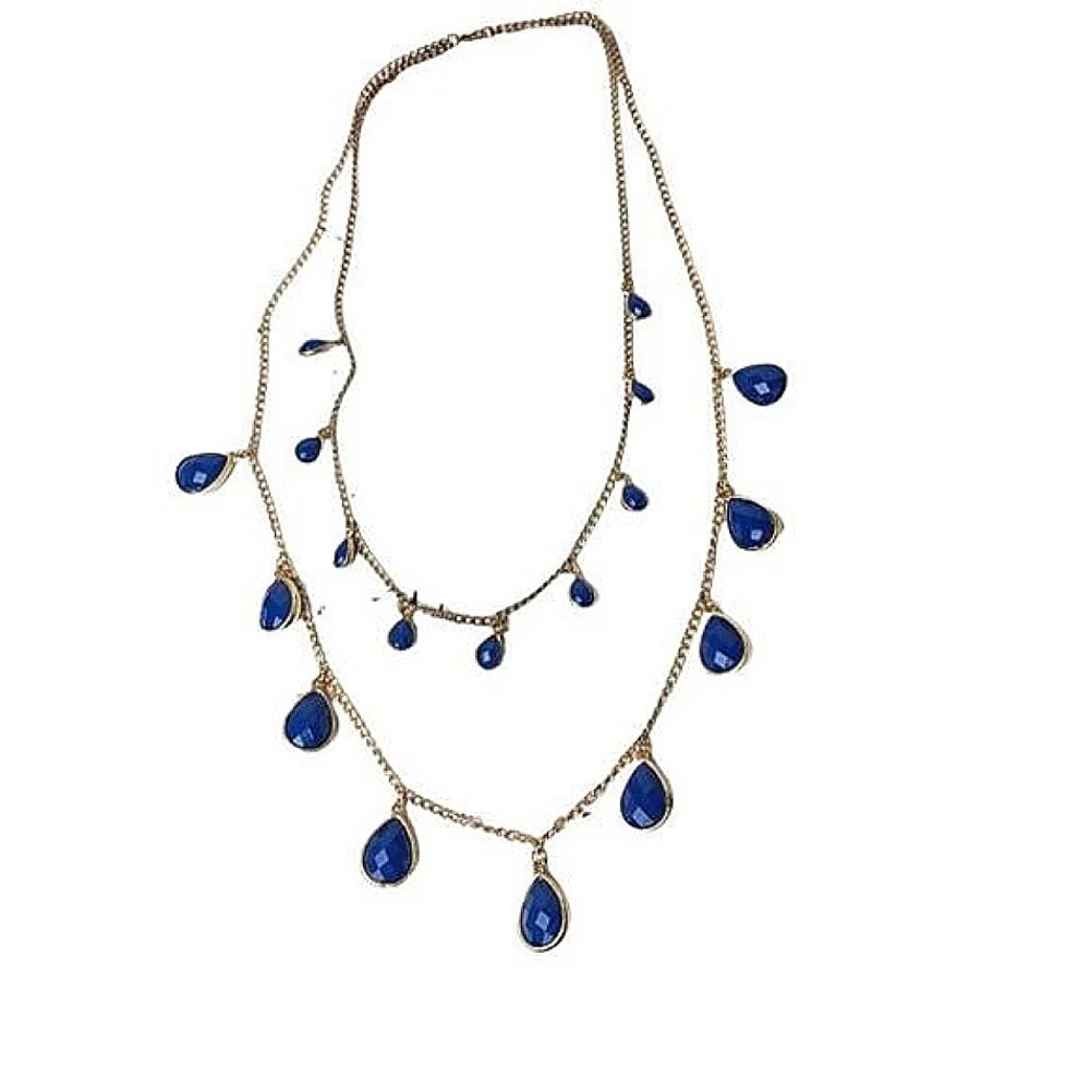 Teardrop Blue Layered Necklace